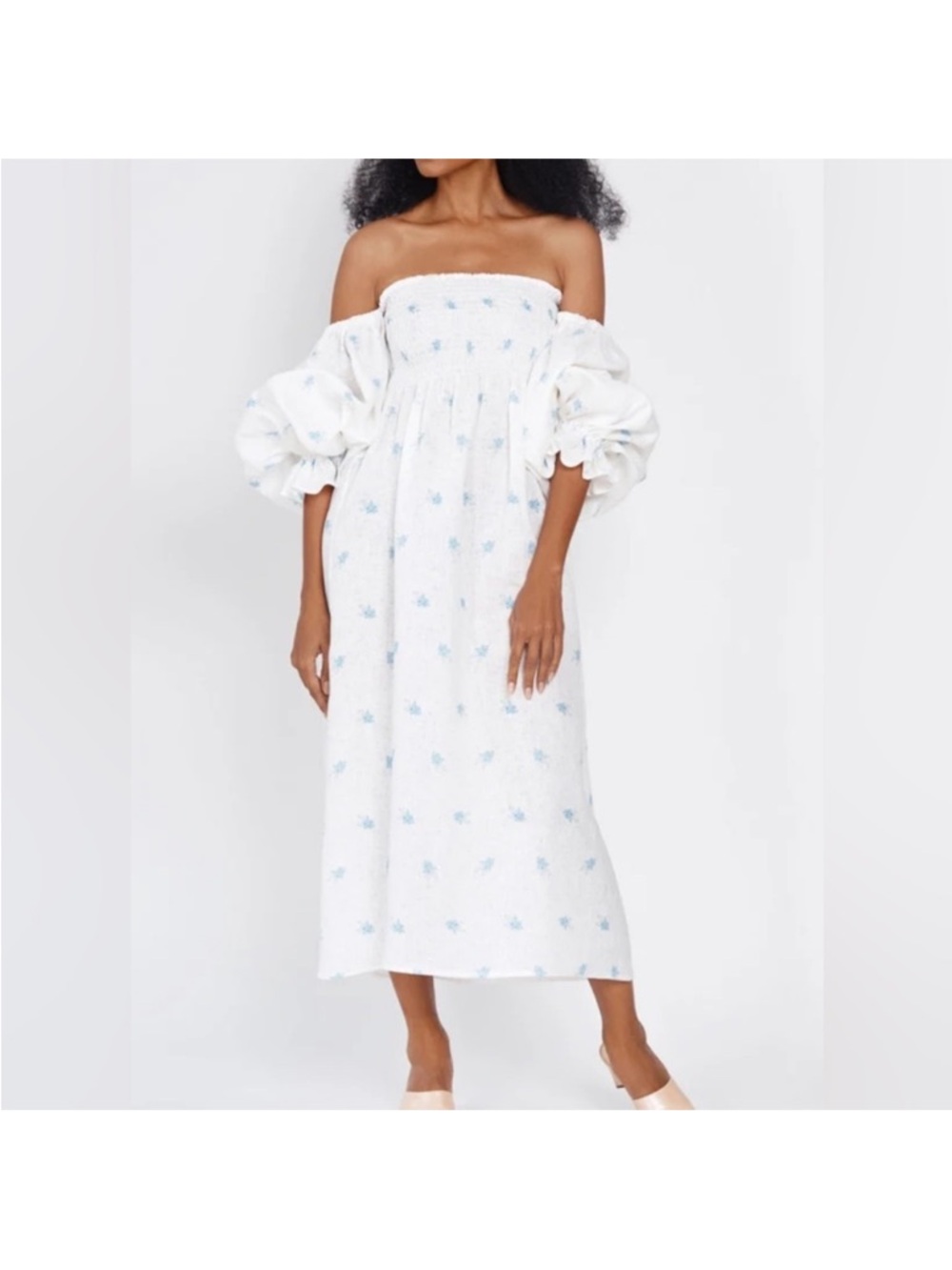 Sleeper Atlanta Dress White and Blue - Picture 2 of 6